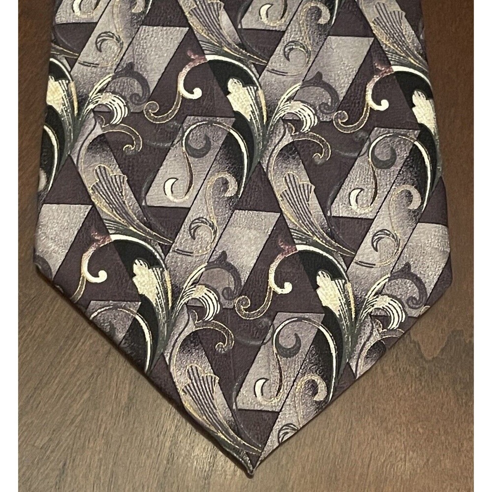 Vintage Von Furstenberg Gray Black 100% Silk Men’s Neck Tie Made In Korea